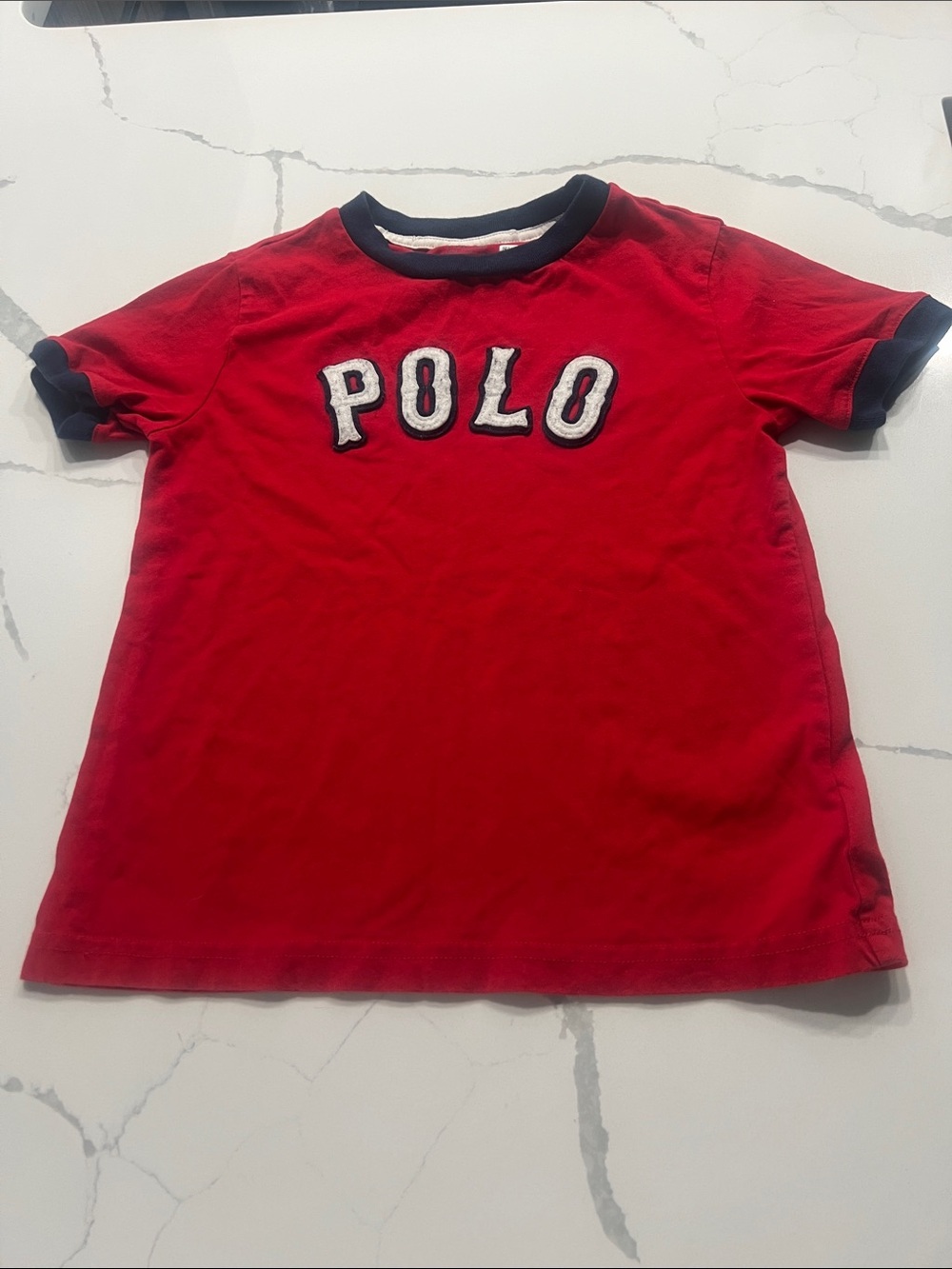 Polo by Ralph Lauren Red 'POLO' Graphic Tee with Blue Polo Logo Tee - Picture 2 of 7